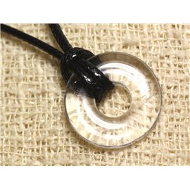 Collana con ciondolo in pietra - Ciambella al quarzo con cristallo di rocca 20 mm 