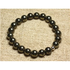 925 Silver Bracelet and 8mm Golden Pyrite Stone Beads