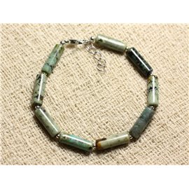 Armband 925 Silber und Halbedelstein - African Turquoise Tubes 15mm 