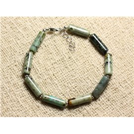 Armband 925 Zilver en halfedelsteen - African Turquoise Tubes 15mm 