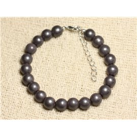 Bracelet Silver 925 and Stone - Hematite Balls Matte 8mm 