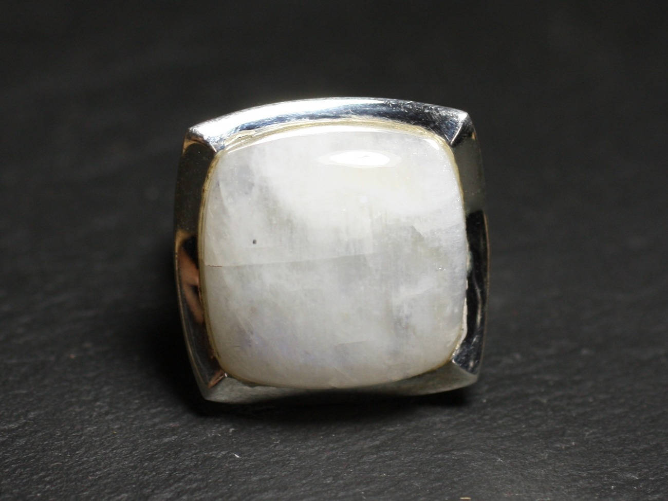 N222 - Bague Argent 925 Pierre de Lune Carré 20mm 