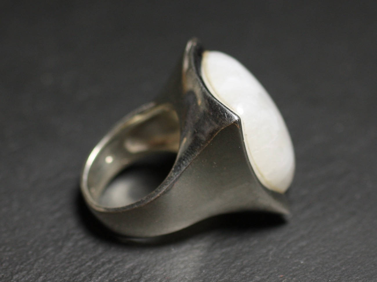 N222 - Bague Argent 925 Pierre de Lune Carré 20mm 