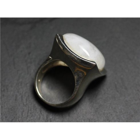 N222 - Bague Argent 925 Pierre de Lune Carré 20mm 