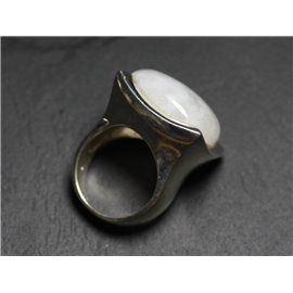 N222 - Bague Argent 925 Pierre de Lune Carré 20mm 