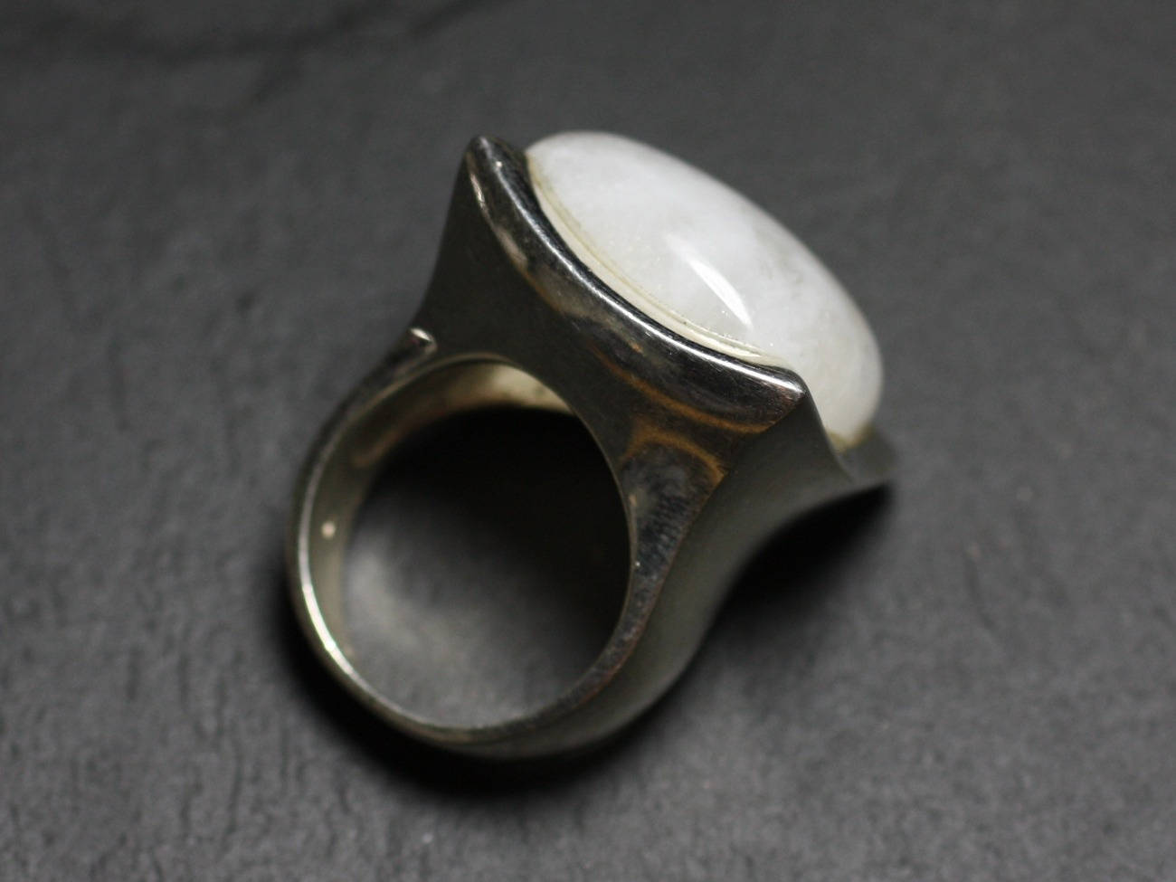 N222 - Bague Argent 925 Pierre de Lune Carré 20mm 
