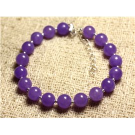 Bracelet 925 Silver and Stone - Violet Jade 8mm 