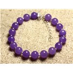 Bracelet Argent 925 et Pierre - Jade Violette 8mm 