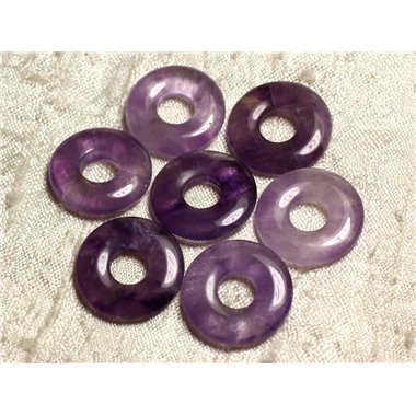 Collier Pendentif Pierre - Amethyste Rond Cercle Donut Pi 20mm Violet