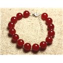 Bracelet Argent 925 et Pierre - Jade Rouge 10mm 