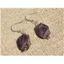 Boucles d'Oreilles Argent 925 - Améthyste Facettée 15x10mm 
