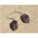 Boucles d'Oreilles Argent 925 - Améthyste Facettée 15x10mm 
