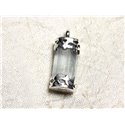 N11 - Pendentif Argent massif 925 et Pierre - Aigue Marine Brute 29mm 