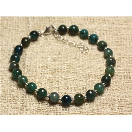 Sterling Silver Bracelet and 6mm Apatite Stone Beads 