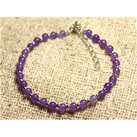 Bracciale in argento 925 e pietra - Giada viola 4 mm 