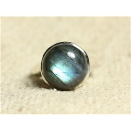 N120 - Anello in argento 925 e pietra - Labradorite rotondo 15 mm 