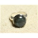 N120 - Bague Argent 925 et Pierre - Labradorite Rond 15mm 