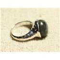 N120 - Bague Argent 925 et Pierre - Labradorite Rond 15mm 