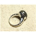 N120 - Bague Argent 925 et Pierre - Labradorite Rond 15mm 