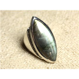 N348 - 925 Silver Labradorite Marquise Ring 34x14mm 