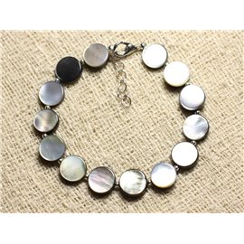 Bracciale Argento 925 e Madreperla Nera Palette 10mm 