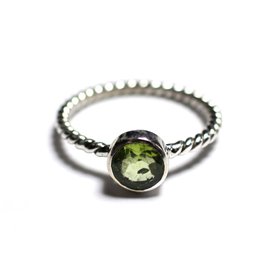 N231 - 925 Sterling Silber und Stein Ring - Facettierter Peridot 6mm Twist Ring 