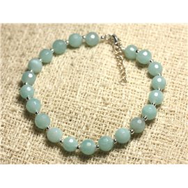 Bracelet 925 Silver and Stone - Faceted Amazonite 6mm