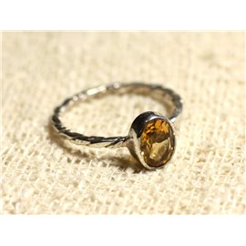 N225 - 925 Sterling Silver and Semi-Precious Stone Ring - Faceted Citrine Oval 8x6mm 