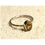 N225 - Bague Argent 925 et Pierre semi précieuse - Citrine Facettée Ovale 8x6mm 