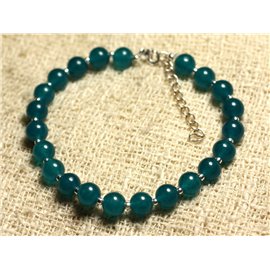 Bracelet Silver 925 and Stone - Jade Blue Green 6mm 