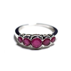 N122 - 925 Silver and Stone Ring - Gradient Round Rubies 2.5 - 4.5mm 