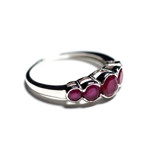 N122 - Bague Argent 925 et Pierre - Rubis Ronds dégradés 2.5 - 4.5mm