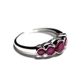N122 - Bague Argent 925 et Pierre - Rubis Ronds dégradés 2.5 - 4.5mm  N122 - Bague Argent 925 et Pierre - Rubis Ronds dégradés 2.5 - 4.5mm
