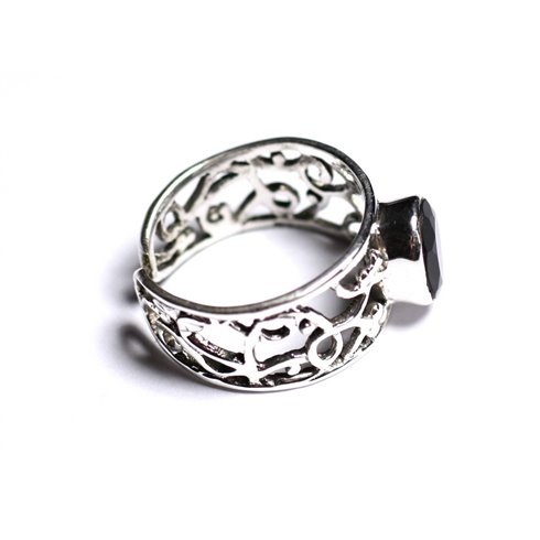 N224 - Bague Argent 925 et Pierre - Spinel noir Facetté Ovale 9x7mm
