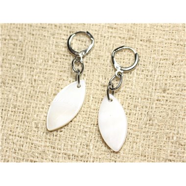 Boucles d'Oreilles Nacre Marquises 26mm Blanc 