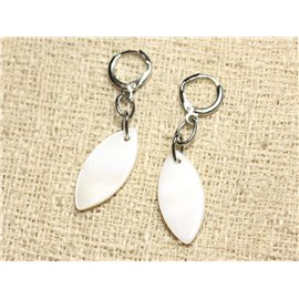 White Mother of Pearl Marquises Earrings 26mm 