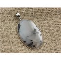 n3 - Pendentif Argent 925 et Agate Dendritique Ovale 37x22mm 