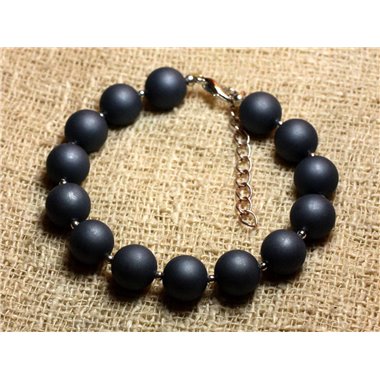 Bracelet Argent 925 et Nacre gris noir 10mm 