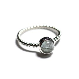 N231 - Ring van 925 zilver en steen - Aquamarijn 6 mm gedraaide ring 