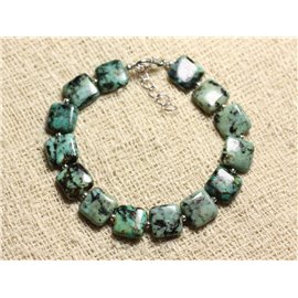 Bracelet 925 Silver and semi-precious stone - African Turquoise Square 10mm 