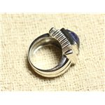 N123 - Bague Argent 925 et Pierre - Lapis Lazuli Carré Facetté 10mm 