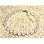 Bracelet Argent 925 et Pierre - Cristal de Roche Quartz Mat 6mm