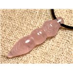 Collier Pendentif Pendule Egyptien Thot gravé Pierre 46mm - Quartz Rose