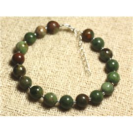 Bracelet 925 Silver and semi precious stone - Green Opal 8mm