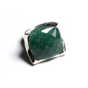 N222 - Bague Argent 925 Aventurine Verte Facettée Carré 20mm 