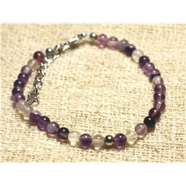 Bracelet Silver 925 and semi precious stone Purple Fluorite 4mm