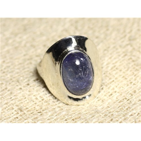 N124 - Bague Argent 925 et Pierre - Tanzanite Ovale 14x10mm 