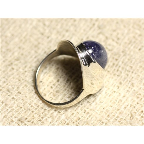 N124 - Bague Argent 925 et Pierre - Tanzanite Ovale 14x10mm 