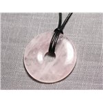 Collier Pendentif en Pierre - Quartz Rose Donut Pi 40mm 