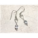 BO208 - Boucles d'Oreilles Argent 925 Coeurs 31mm Topaze Bleue 